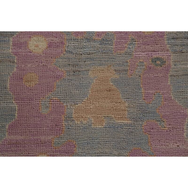 Oushak Turkish Large Rug Hand-Knotted Light Blue Wool Carpet - 10'0"x 13'8"