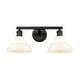 preview thumbnail 2 of 1, Yep by Golden Lighting Carver 2-light Vanity in Matte Black and Vintage Milk Glass