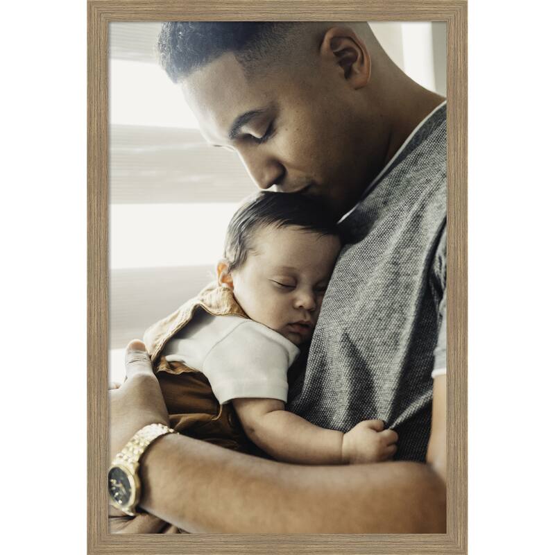 Woodgrain Stripe Blonde Framed Picture Frame, Photo Frame - 20x30 - Woodgrain Stripe Mocha