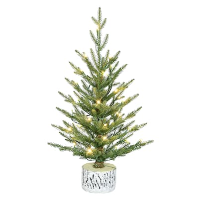 Puleo International 2' Pre-Lit Artificial Green Potted Arctic Fir Tree