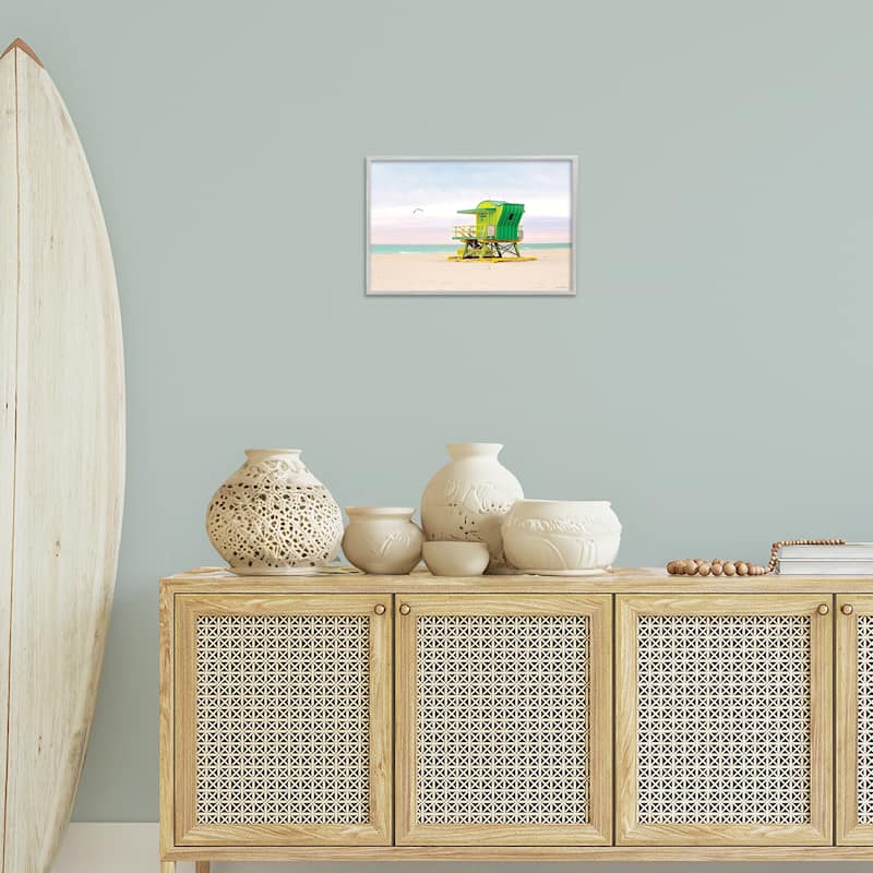 Stupell Lime Green Lifeguard Hut Framed Giclee Art Design By Seven Trees Design