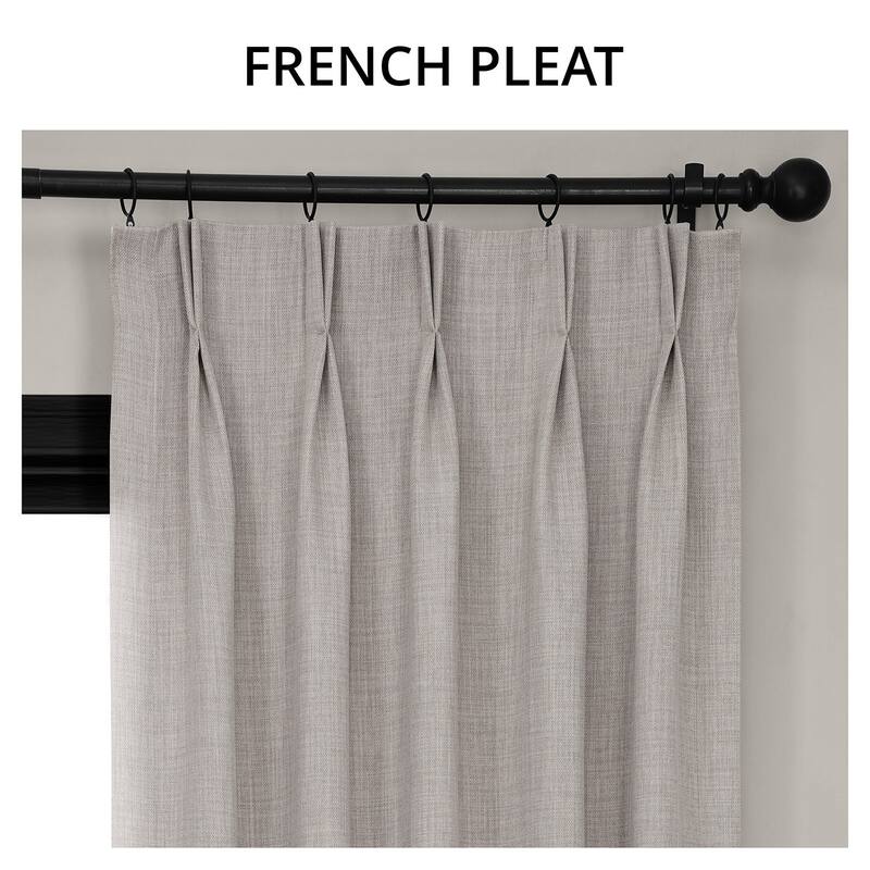 Exclusive Fabrics French Pleated Textured Faux Linen Room Darkening Curtains for Bedroom & Living Room Curtains (1 Panel)