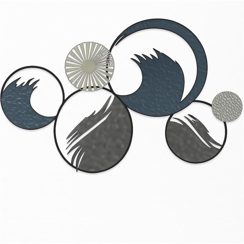 Aria Home Ocean Ring Metal Wall Art Blue & Grey Modern Coastal Decor