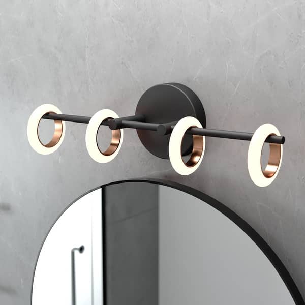 slide 2 of 19, Glow's Avenue 4-Light Dimmable Loop Ring Bathroom Vanity Light - N/A Black & Rose Gold