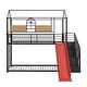 preview thumbnail 22 of 22, Twin Over Twin Metal Bunk Bed, Creativity Kids Bed Metal Platform Bed Frame Housebed with Slide and Storage Stair for Boys Girls