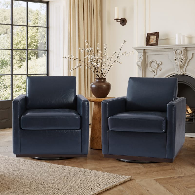 Set of 2 Modern Swivel Accent Armchairs Upholstered Arm Chairs