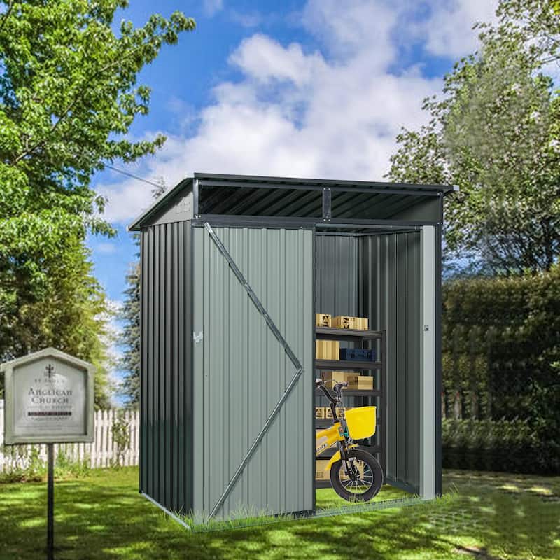 5 x 3 FT Outdoor Gray Metal Storage Shed Transparent Plate