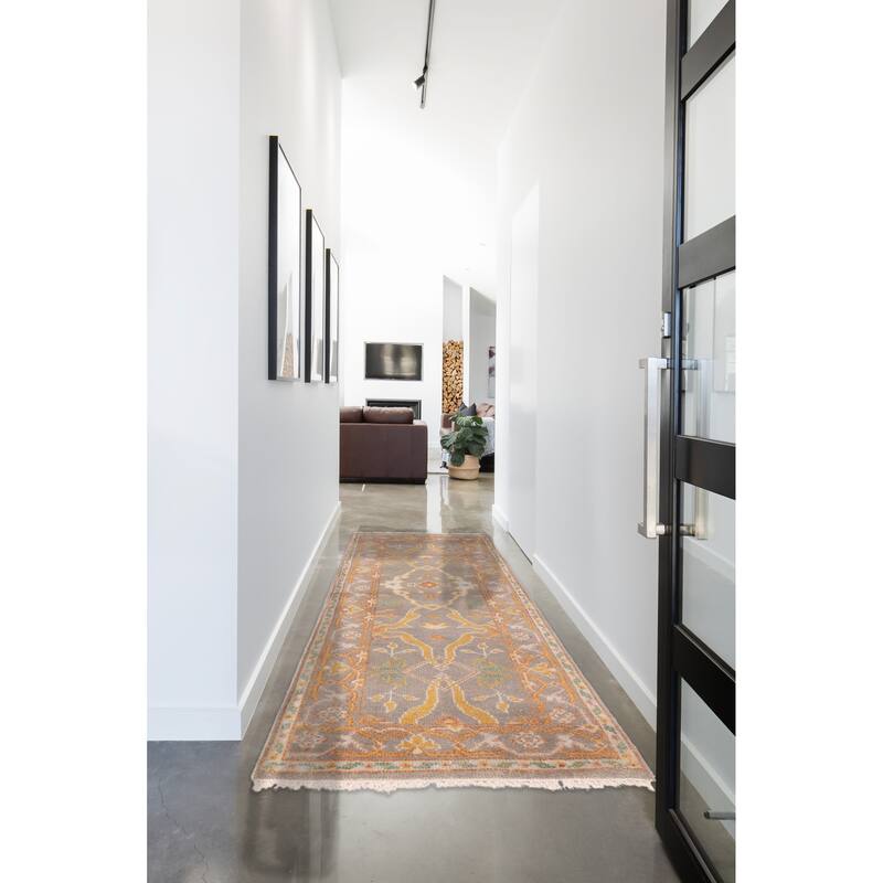 ECARPETGALLERY Hand-knotted Royal Oushak Grey Wool Rug - 2'5 x 5'10
