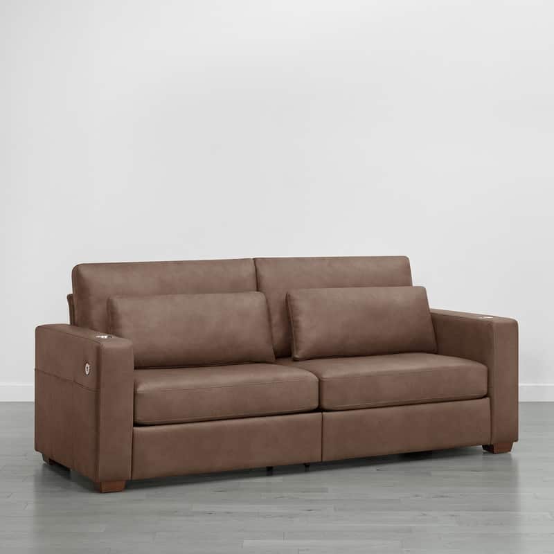 Spruce & Spring Ezra 89" Modern High Back Living Room Sofa with USB & Cup Holders