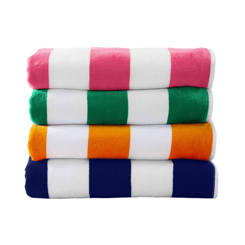 Luxurious Cotton Vibrant Colored Striped Beach Towel - 4 Pack- 30" x 60" - Multi-color 1