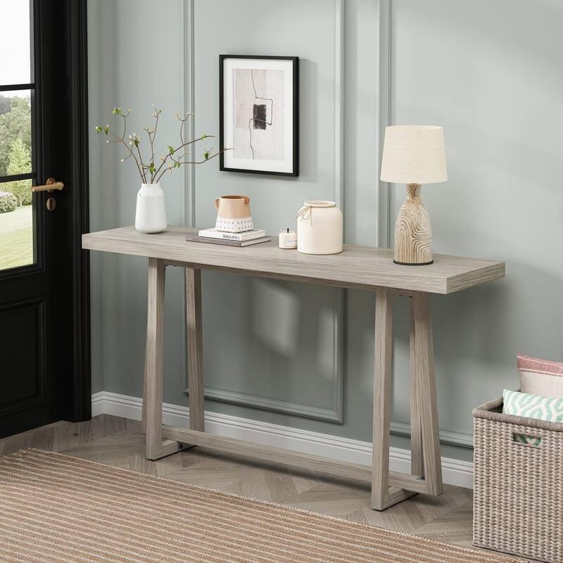 Stylish 60" Console Table, Rectangular Outdoor Entryway Table with Sturdy Construction for Hall Use