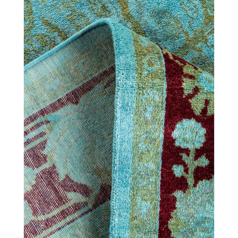 Overton Hand Knotted Wool Vintage Inspired Modern Contemporary Overdyed Blue Area Rug - 4' 0" x 6' 4"