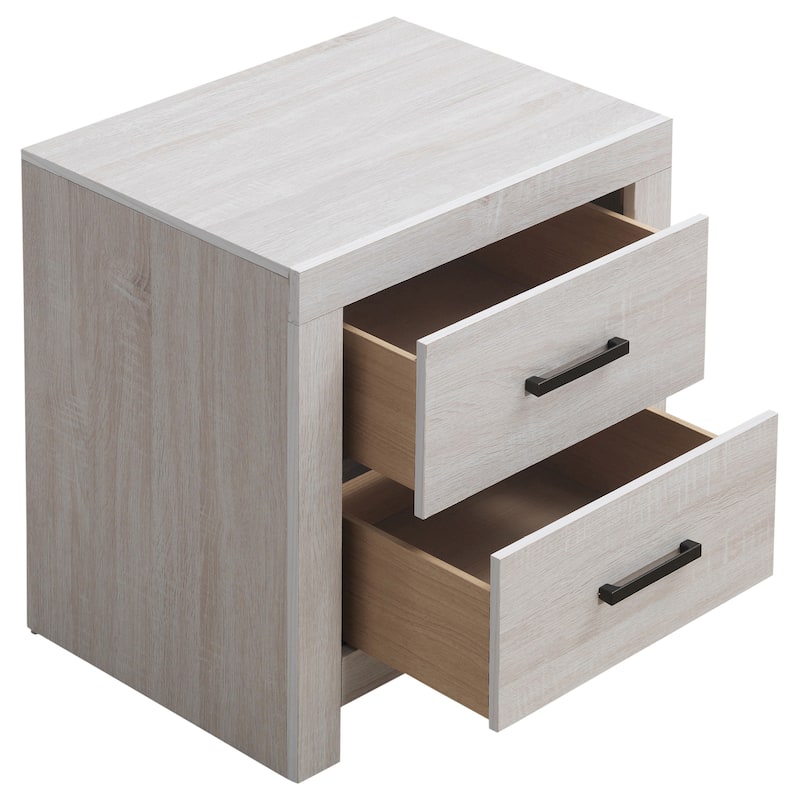 Brantford Farmhouse 2-drawer Wood Nightstand