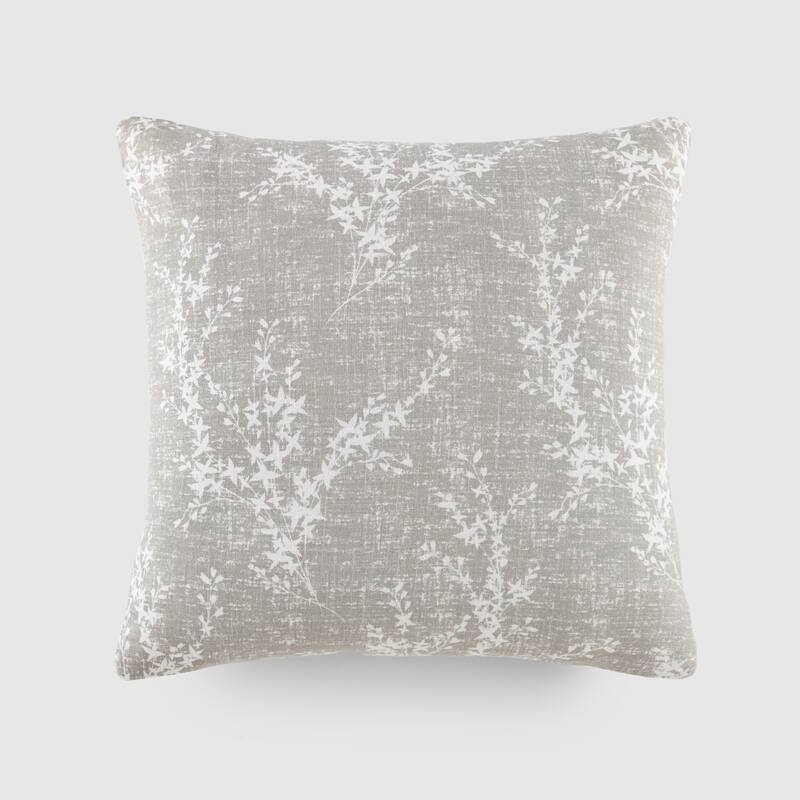 Elegant Patterns Cotton Decor Throw Pillow in Willow - Light Gray