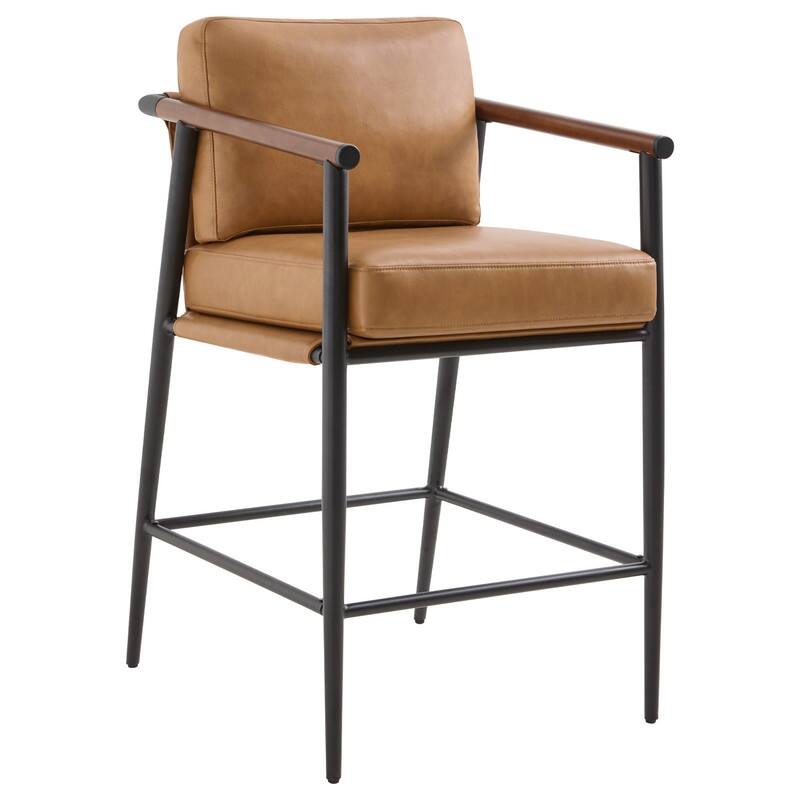 Chris Modern Counter Stools Set with Metal & Wood - Set of 2