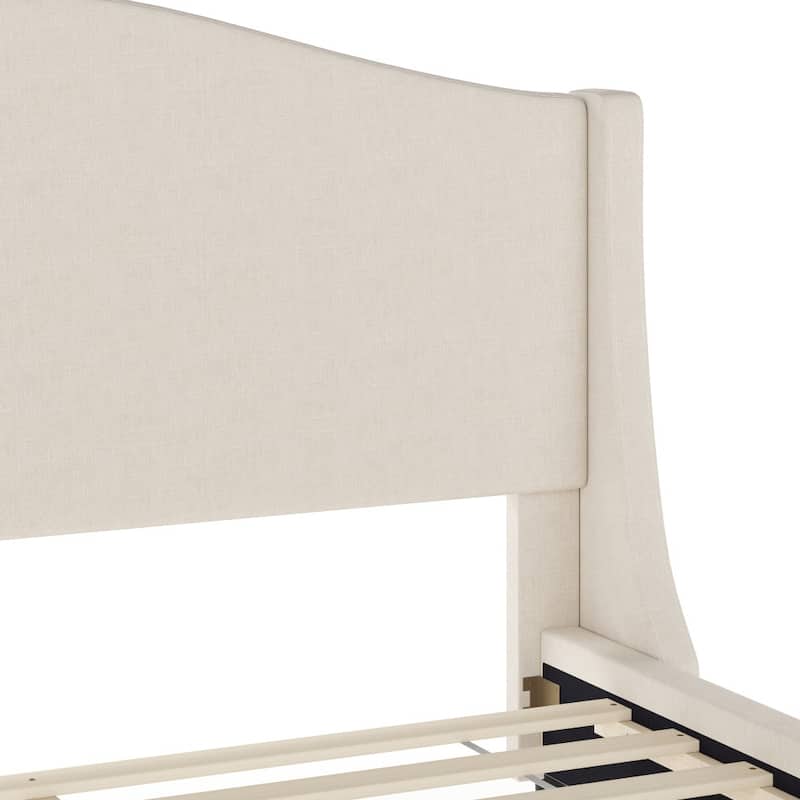 Martha Stewart Upholstered Platform Bed with Curved Headboard