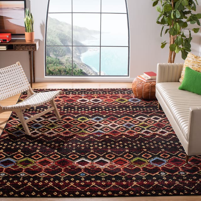 SAFAVIEH Amsterdam Bridget Moroccan Boho Rug - 11' x 15' - Black/Multi
