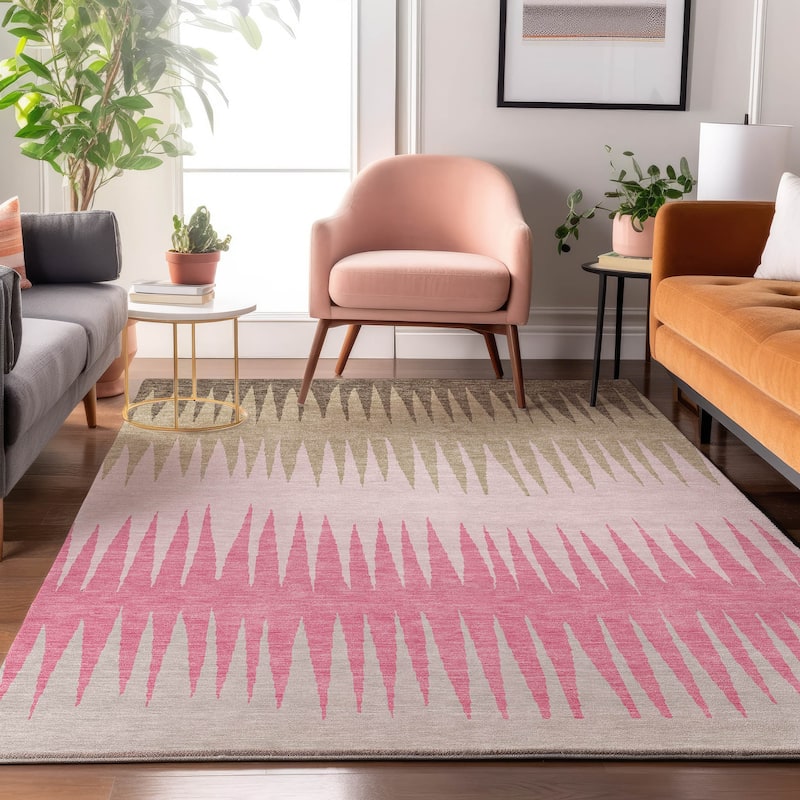 Premium Washable Super Soft Modern Spikes Mayfield Rug - Pink - 9' x 12'