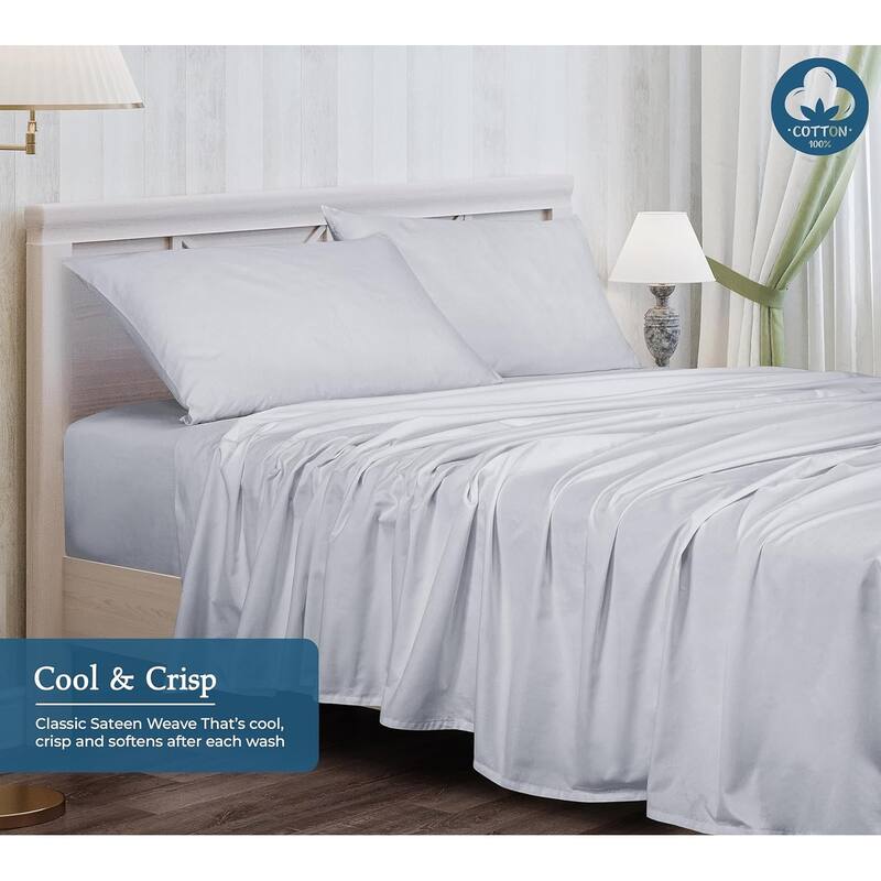 Royale Linen 400 Thread Count Cotton 4 Piece Sateen Sheet Set