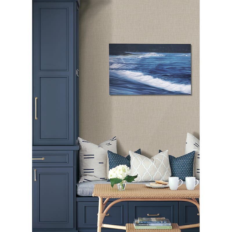 Agave Light Blue Faux Grasscloth Wallpaper