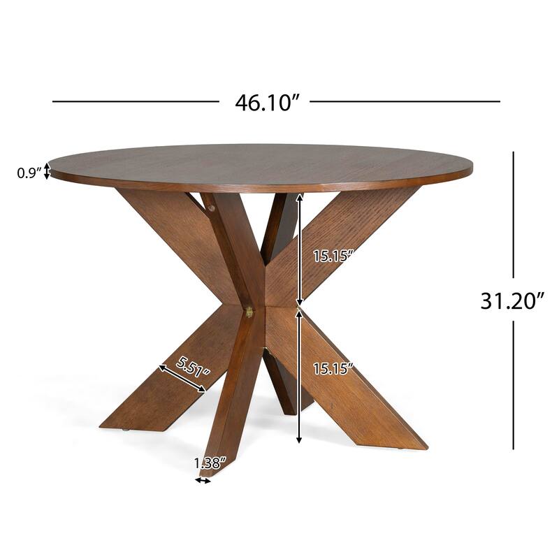 Classic Round Dining Table, Space-Saving Kitchen Table Seats 5, Cherry Finish, Sturdy and Easy to Assemble