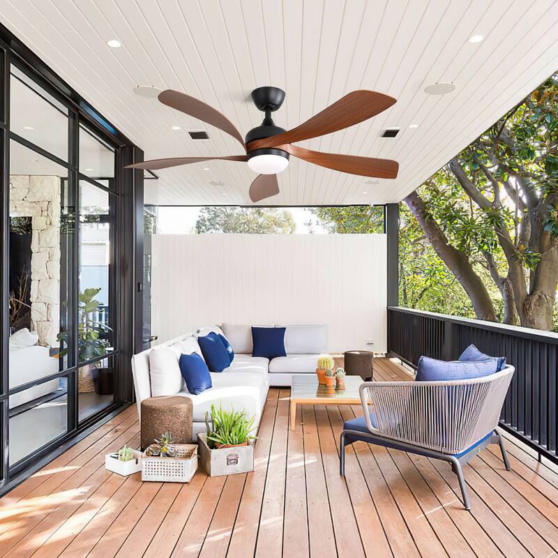 Quiet Reversible DC Motor Ceiling Fan with 6-Speed Wind Remote Control and 3-Color LED Lighting, Timer Function