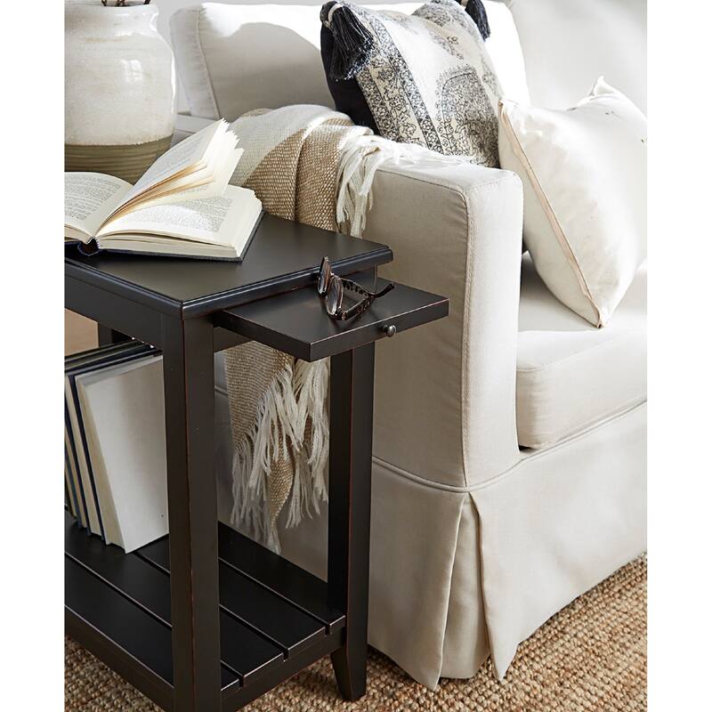 The Gray Barn Solid Wood Chairside End Table with Pullout Tray Shelf On Sale Bed Bath