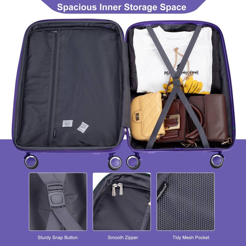 Expandable Hardshell Suitcase Double Spinner Wheels PP Luggage Sets 3-Piece Set (20/24/28)