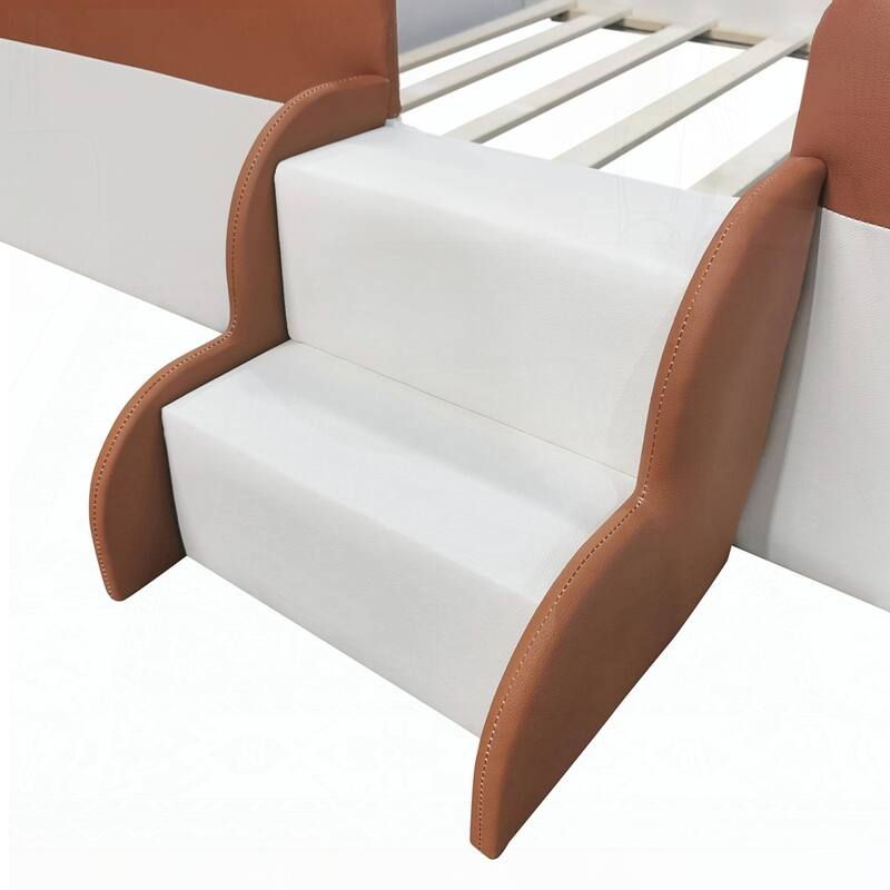 Upholstered Daybed Frame with Fence and Stairs