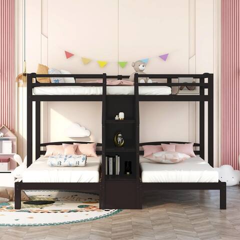 Twin over Twin & Twin Bunk Bed with Storage Drawer