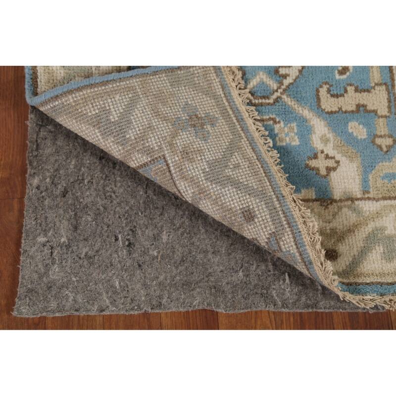 Light Blue Transitional Oushak Indian Runner Rug Handmade Wool Carpet - 2'5"x 7'9"