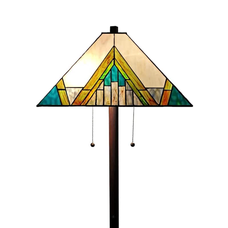 Tiffany Style Mission Floor Lamp 62" Tall Stained Glass AM353FL17 Amora Lighting - Multi-Color