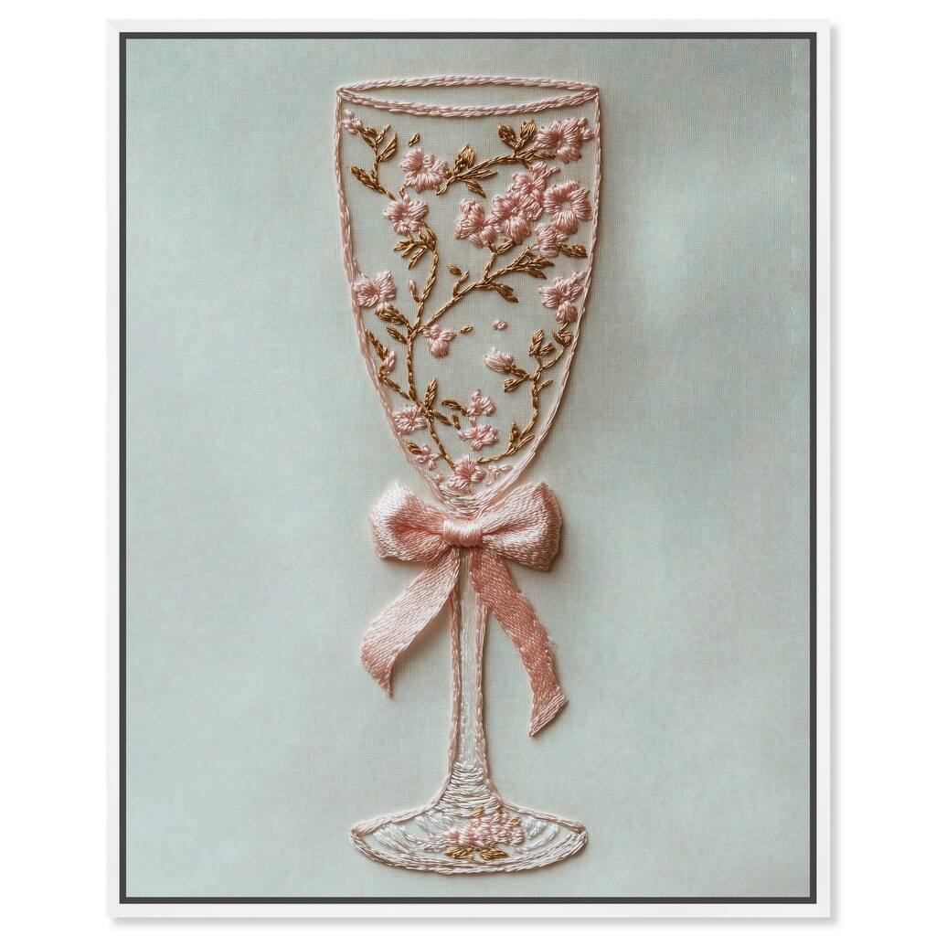 Champagne Glass Bow Canvas by Art Remedy