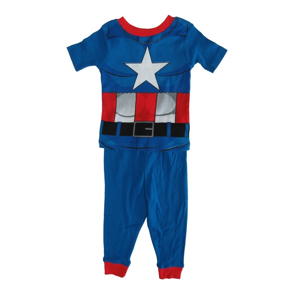 Shop Marvel Little Boys Blue Captain America Cotton Short Sleeve 2
