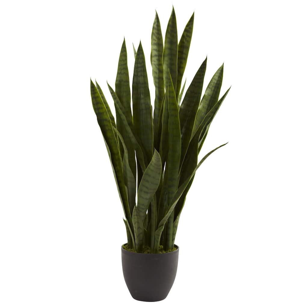 Tall Indoor Plant with Planter - 35" Decorative Green Foliage for Home Office Decor - 2.92ft.