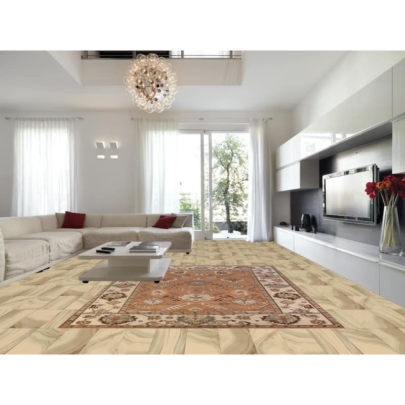 Orange Floral Oushak Indian Area Rug Handmade Wool Carpet - 9'1"x 11'11"