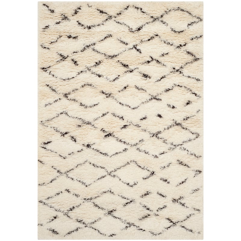 SAFAVIEH Handmade Casablanca Shag Dorette Tribal Wool Rug - 3' x 5' - Ivory/Brown