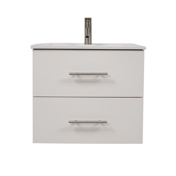 Volpa USA Napa 30-inch Glossy White Wall-Mounted Floating Bathroom Vanity Set. Opens flyout.