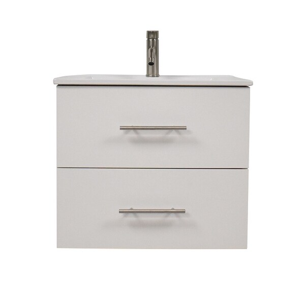 Volpa USA Napa 30-inch White Wall-Mounted Floating Bathroom Vanity Set - Overstock - 32207310