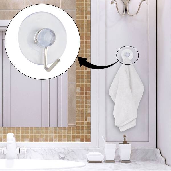 4pcs Suction Cup Hooks 1" Diameter Removable Metal Hook Vacuum Hooks Hangers - Clear