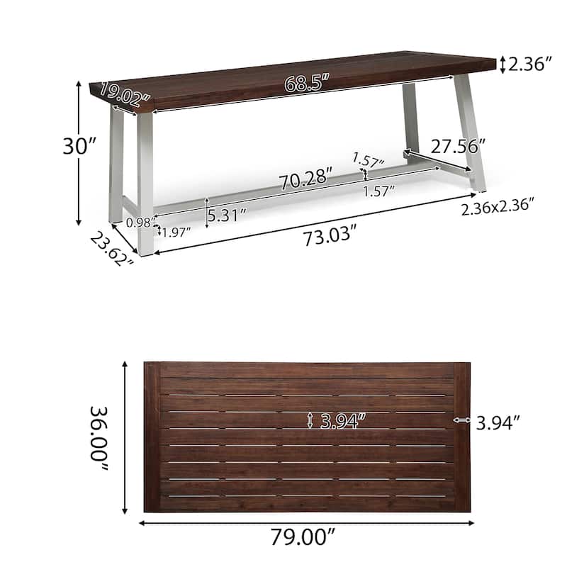 Carlisle Outdoor Wooden Dining Table by Christopher Knight Home - 79.00" L x 36.00" W x 30.00" H