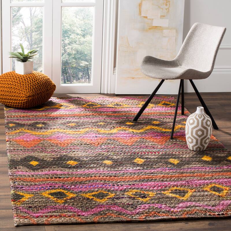 SAFAVIEH Handmade Cedar Brook Clella Modern Cotton Rug - 5' x 8' - Brown/Multi - Rectangle