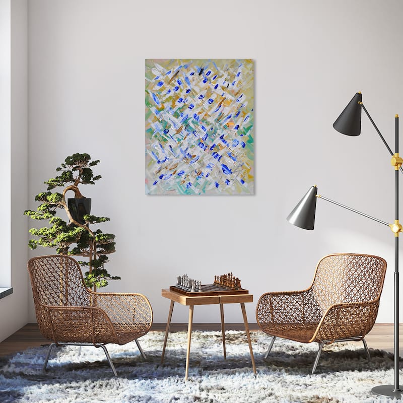 Wynwood Studio Canvas Abstract Grade White and Sapphire Blue Modern & Contemporary Wall Art Canvas Print - 36 x 30