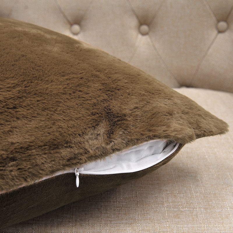 Decorative Solid Fauxfur Square Pillow Covers set of 2, NO INSERT