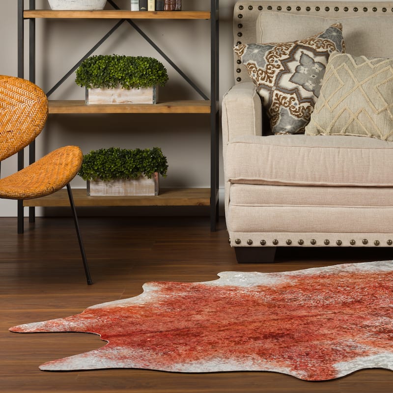 Addison Rugs Cheyenne Colorful Cowhide Print Non-Skid Area Rug