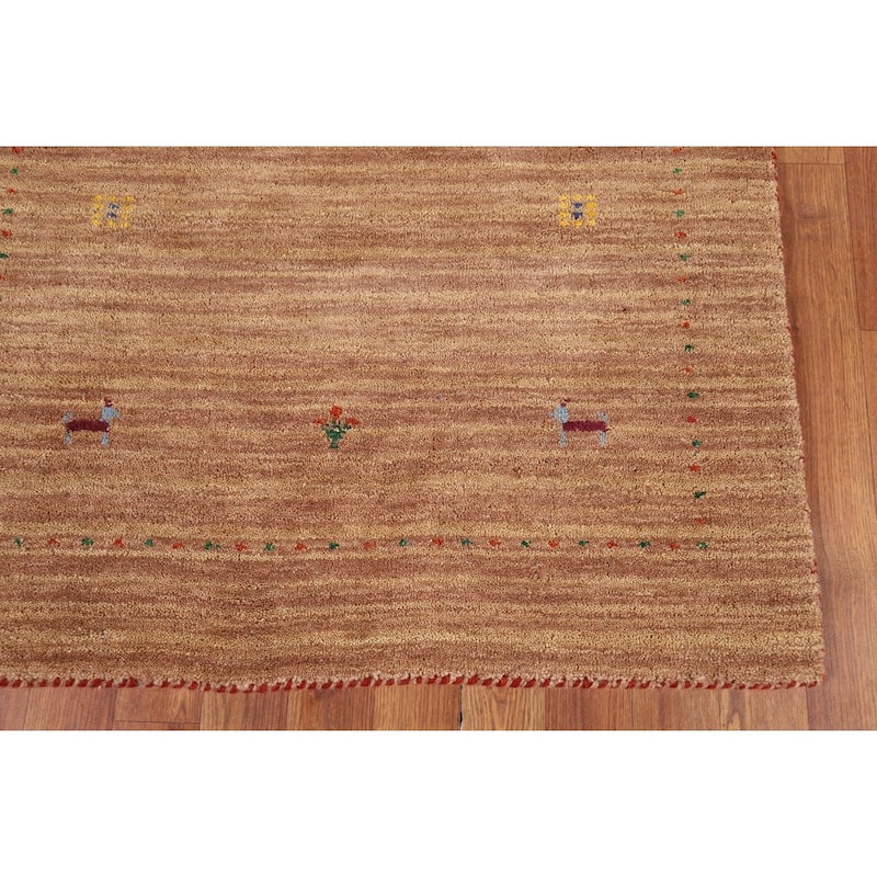 Striped Gabbeh Indian Accent Rug Handmade Wool Carpet - 3'2" x 4'10"