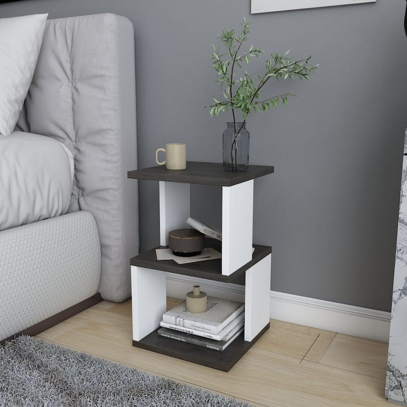 Carter Nightstand - Dark Oak - White