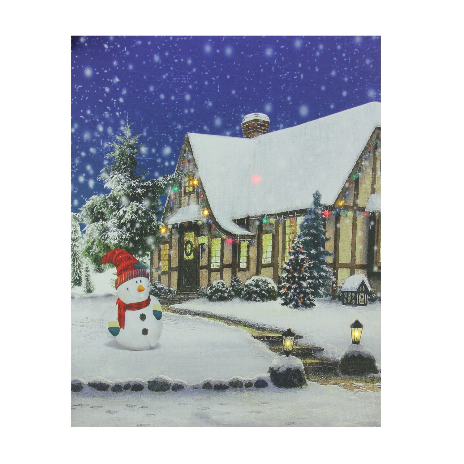 Shop Led Lighted Christmas Snowman With Decorated Home Canvas Wall