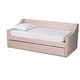 preview thumbnail 21 of 23, Raphael Modern Velvet Fabric Upholstered Daybed with Trundle Twin - Pink