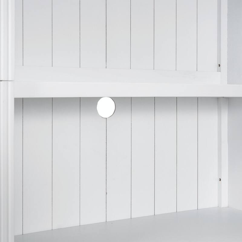 83.4" Tall Wood Bookcase with Light Strip, 5-Tier Decor Bookshelves with Adjustable Shelves